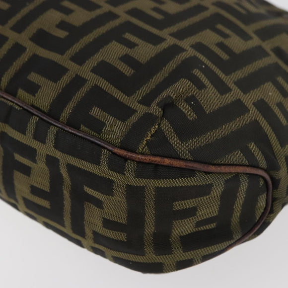 FENDI Zucca Canvas Hand Bag Black Brown Auth bs34584