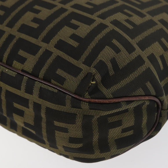 FENDI Zucca Canvas Hand Bag Black Brown Auth bs34584