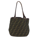 FENDI Zucca Canvas Hand Bag Black Brown Auth bs34584-2