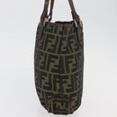 FENDI Zucca Canvas Hand Bag Black Brown Auth bs34584-3