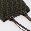 FENDI Zucca Canvas Hand Bag Black Brown Auth bs34584-6