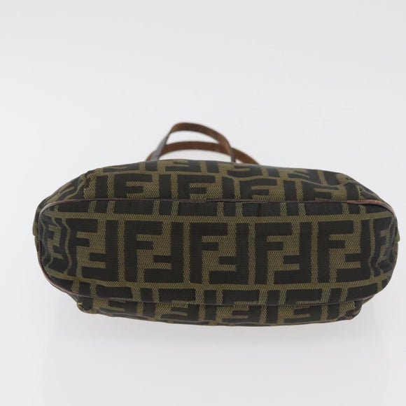 FENDI Zucca Canvas Hand Bag Black Brown Auth bs34584