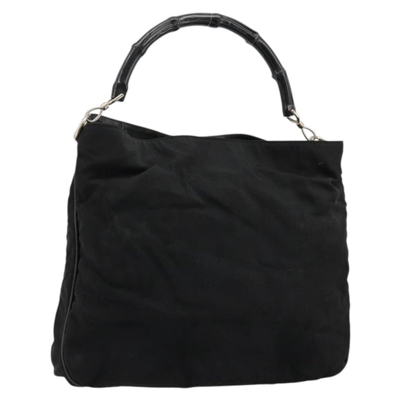 GUCCI Bamboo Shoulder Bag Nylon Black Silver 001 1577 Auth bs34590