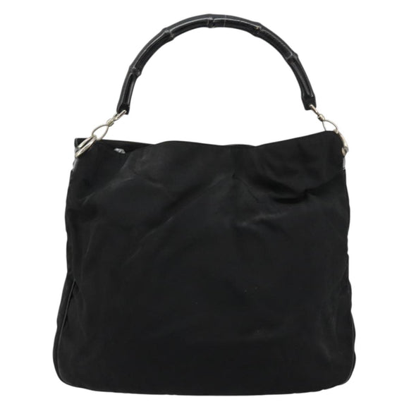 GUCCI Bamboo Shoulder Bag Nylon Black Silver 001 1577 Auth bs34590