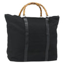 GUCCI Bamboo Hand Bag Nylon Black Silver 002 2854 0412 5 Auth bs34591-1