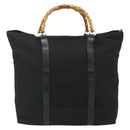 GUCCI Bamboo Hand Bag Nylon Black Silver 002 2854 0412 5 Auth bs34591-2