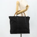 GUCCI Bamboo Hand Bag Nylon Black Silver 002 2854 0412 5 Auth bs34591-23