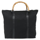 GUCCI Bamboo Hand Bag Nylon Black Silver 002 2854 0412 5 Auth bs34591-3