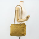PRADA Chain Shoulder Bag Nylon Beige Gold Auth bs34596-24