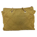 PRADA Chain Shoulder Bag Nylon Beige Gold Auth bs34596-2