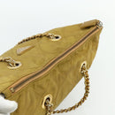 PRADA Chain Shoulder Bag Nylon Beige Gold Auth bs34596-6