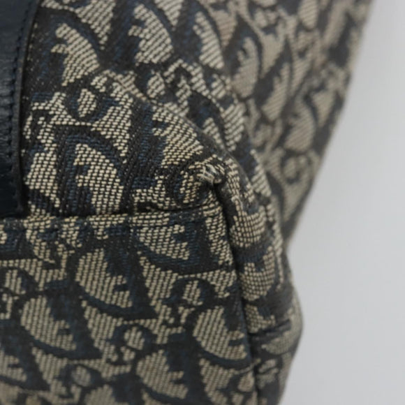 Christian Dior Trotter Canvas Tote Bag Navy Gold Auth bs34597A