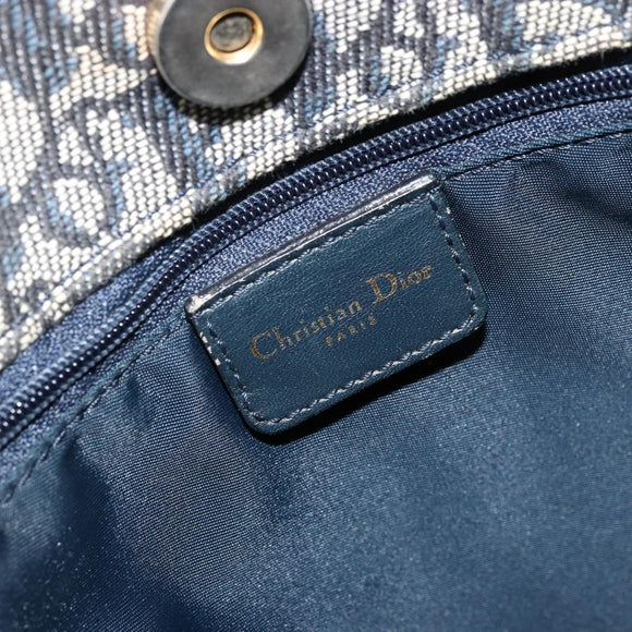 Christian Dior Trotter Canvas Tote Bag Navy Gold Auth bs34597A