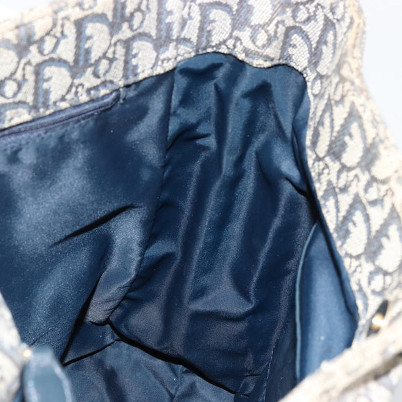 Christian Dior Trotter Canvas Tote Bag Navy Gold Auth bs34597A