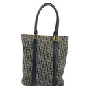 Christian Dior Trotter Canvas Tote Bag Navy Gold Auth bs34597A-2