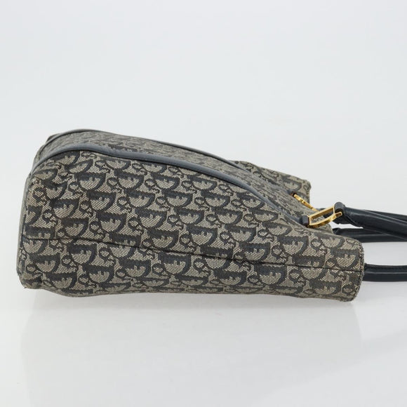 Christian Dior Trotter Canvas Tote Bag Navy Gold Auth bs34597A