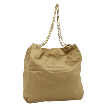 PRADA Chain Tote Bag Satin Gold Auth bs34600