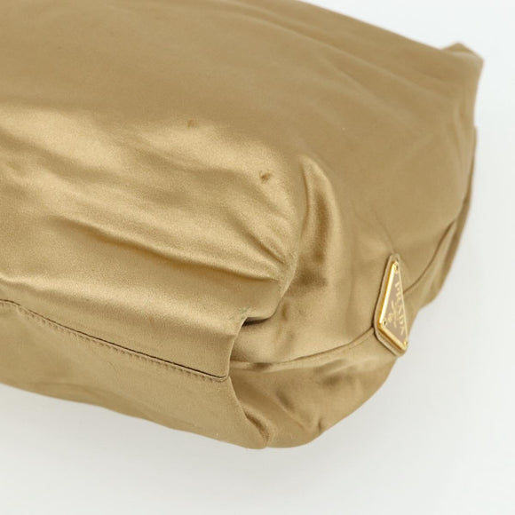PRADA Chain Tote Bag Satin Gold Auth bs34600
