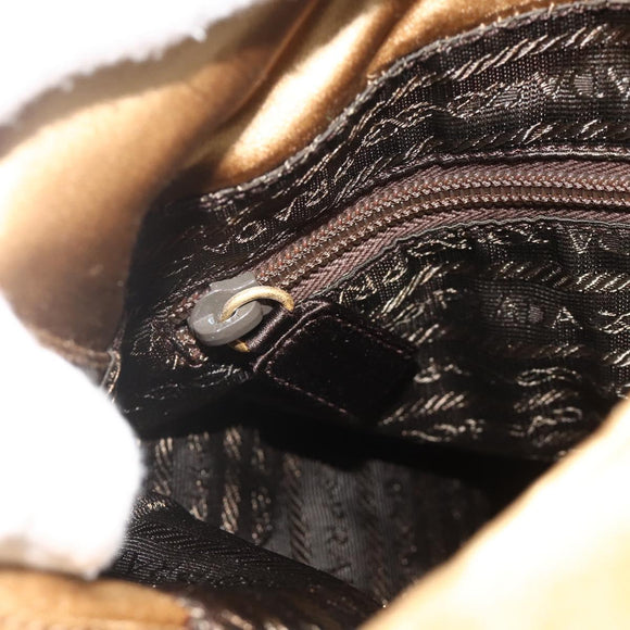 PRADA Chain Tote Bag Satin Gold Auth bs34600
