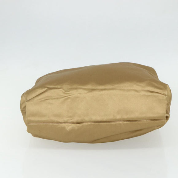 PRADA Chain Tote Bag Satin Gold Auth bs34600