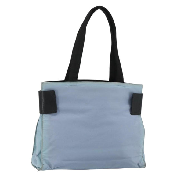 PRADA Tote Bag Nylon Light Blue Silver Auth bs34601