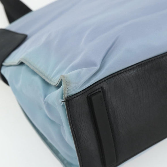 PRADA Tote Bag Nylon Light Blue Silver Auth bs34601