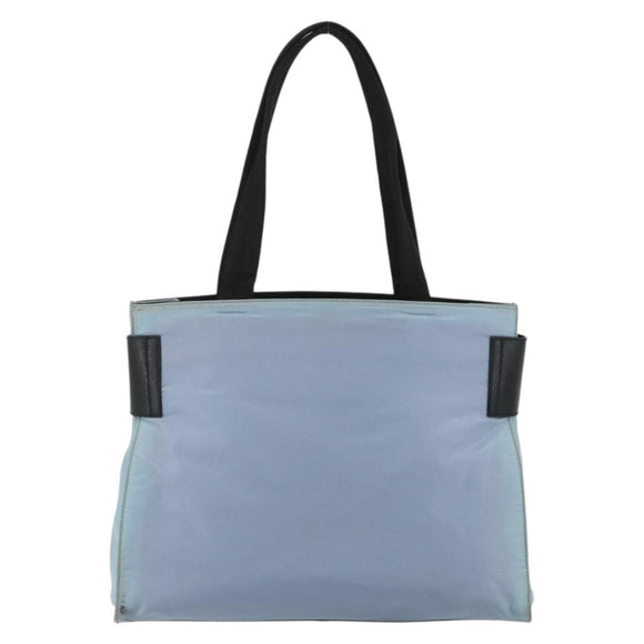 PRADA Tote Bag Nylon Light Blue Silver Auth bs34601