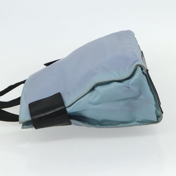 PRADA Tote Bag Nylon Light Blue Silver Auth bs34601