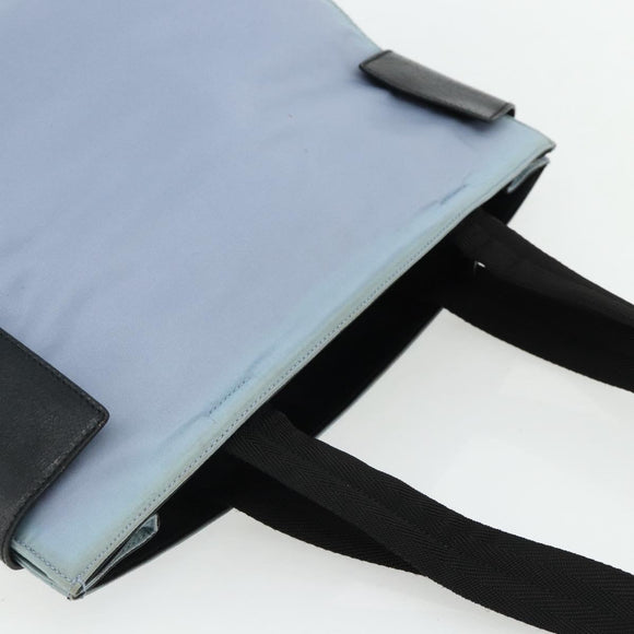 PRADA Tote Bag Nylon Light Blue Silver Auth bs34601