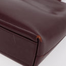 PRADA Tote Bag Leather Bordeaux Silver Auth bs34602-15