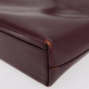 PRADA Tote Bag Leather Bordeaux Silver Auth bs34602-17