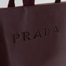 PRADA Tote Bag Leather Bordeaux Silver Auth bs34602-18
