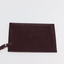 PRADA Tote Bag Leather Bordeaux Silver Auth bs34602-21