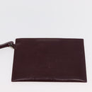 PRADA Tote Bag Leather Bordeaux Silver Auth bs34602-22