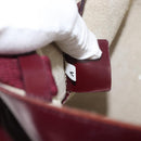PRADA Tote Bag Leather Bordeaux Silver Auth bs34602-12