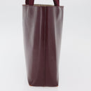 PRADA Tote Bag Leather Bordeaux Silver Auth bs34602-3