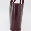 PRADA Tote Bag Leather Bordeaux Silver Auth bs34602-4