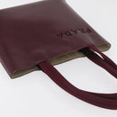 PRADA Tote Bag Leather Bordeaux Silver Auth bs34602-6