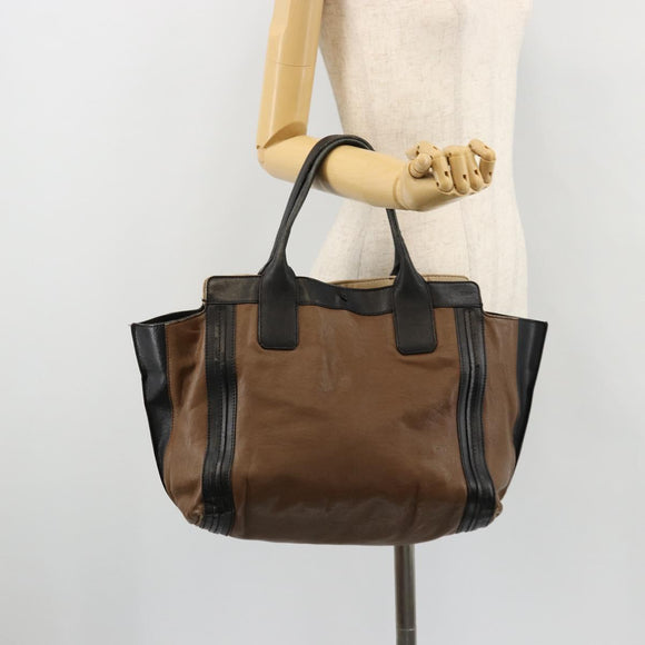 Chloe Tote Bag Leather Brown Gold Auth bs34603