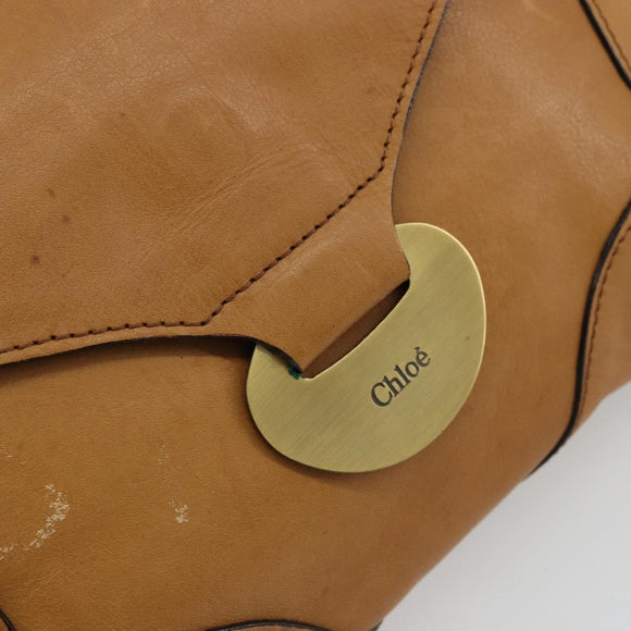 Chloe Shoulder Bag Leather Beige Gold Auth bs34605