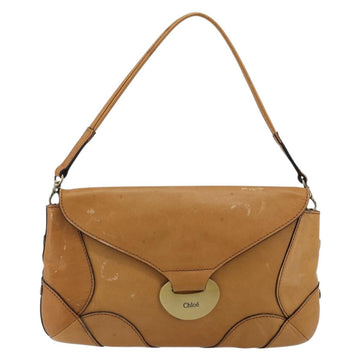 Chloe Shoulder Bag Leather Beige Gold Auth bs34605 - 0