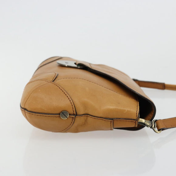 Chloe Shoulder Bag Leather Beige Gold Auth bs34605