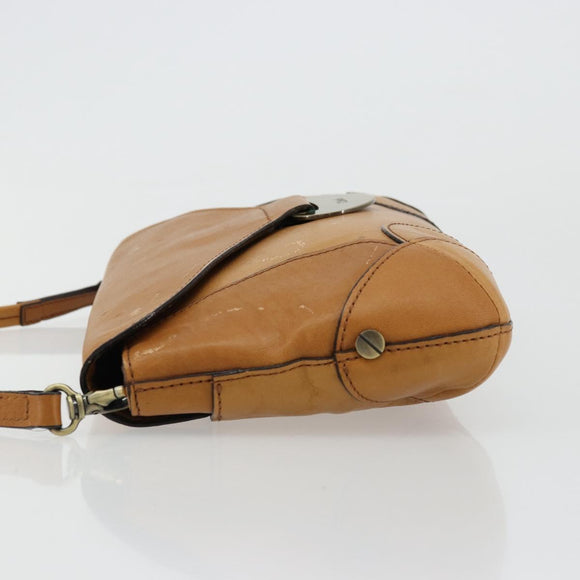 Chloe Shoulder Bag Leather Beige Gold Auth bs34605