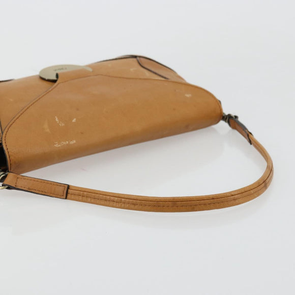 Chloe Shoulder Bag Leather Beige Gold Auth bs34605