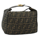 FENDI Zucca Canvas Hand Bag Black Brown Auth bs34606-1