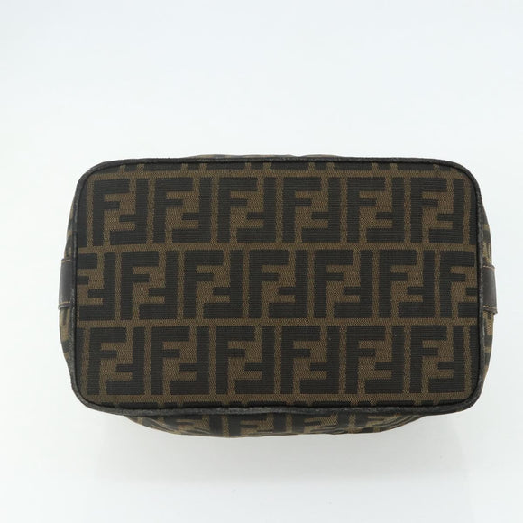 FENDI Zucca Canvas Hand Bag Black Brown Auth bs34606