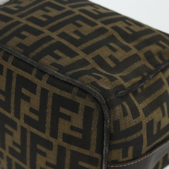 FENDI Zucca Canvas Hand Bag Black Brown Auth bs34606