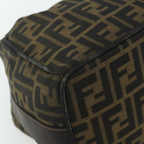 FENDI Zucca Canvas Hand Bag Black Brown Auth bs34606