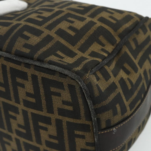 FENDI Zucca Canvas Hand Bag Black Brown Auth bs34606