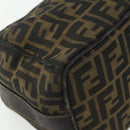 FENDI Zucca Canvas Hand Bag Black Brown Auth bs34606-10